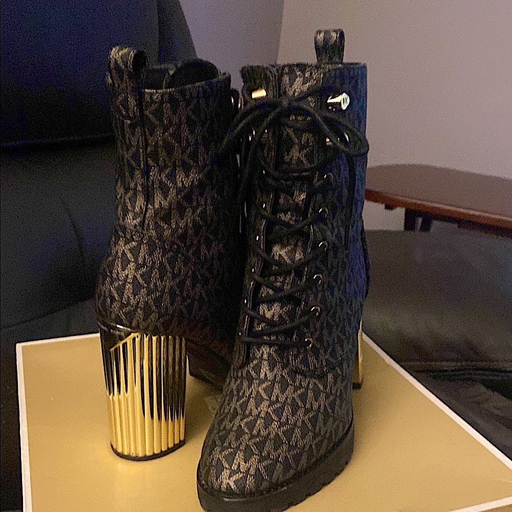 Michael Kors Black and Gold Women's Boots 
EUC without box.